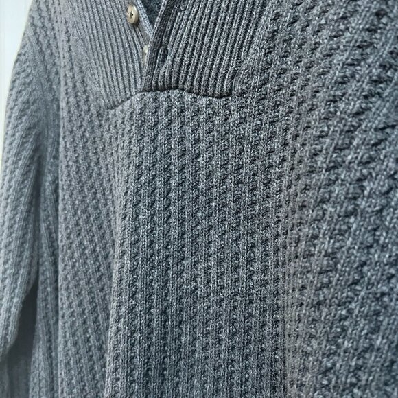 Eddie Bauer Gray Knit Long Sleeve Pullover Sweater 100% Cotton Winter Buttons - Picture 5 of 8